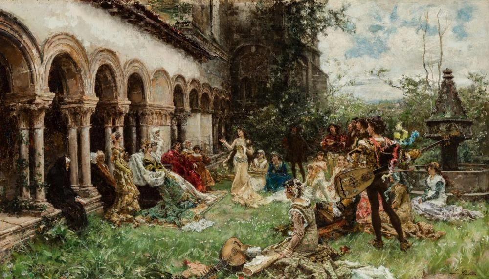 Corte d'Aragona che celebra i giochi floreali
